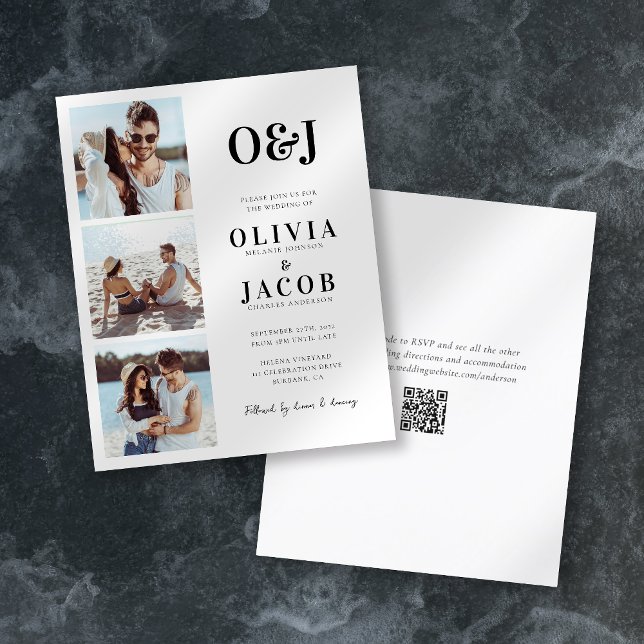 Lámina Invitación de casamiento fotográfico con código QR (Subido por el creador)