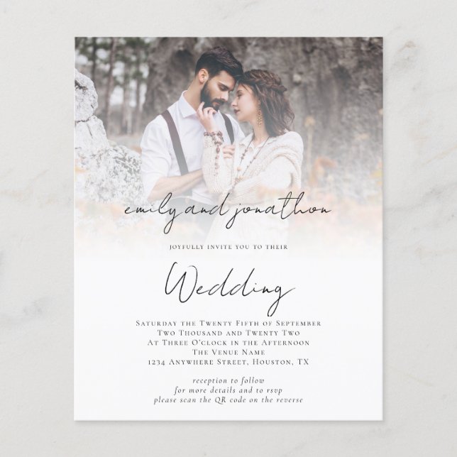 Lámina Invitación de casamiento personalizado de script d (Anverso)