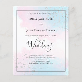 Lámina Invitación de casamiento plateado color de agua Ve