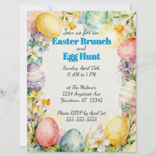 Lámina Invitación de Caza de Huevos de Pascua Pintados y 