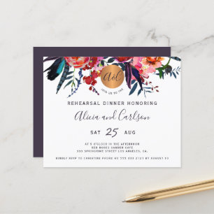 Lámina Invitación de cena de ensayo chic con acuarela de