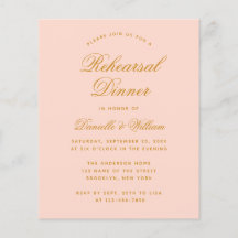 Invitación de cena de ensayo con presupuesto rosa
