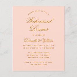 Lámina Invitación de cena de ensayo con presupuesto rosa 