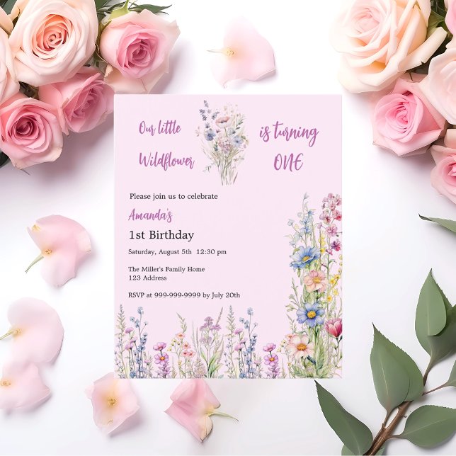 Lámina Invitación de chica rosado de cumpleaños 1 de Wild (Subido por el creador)