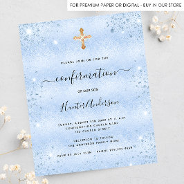 Lámina Invitación de chico azul claro de confirmación de 