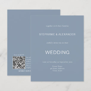 Lámina Invitación de código QR de Boda azul dinámico simp