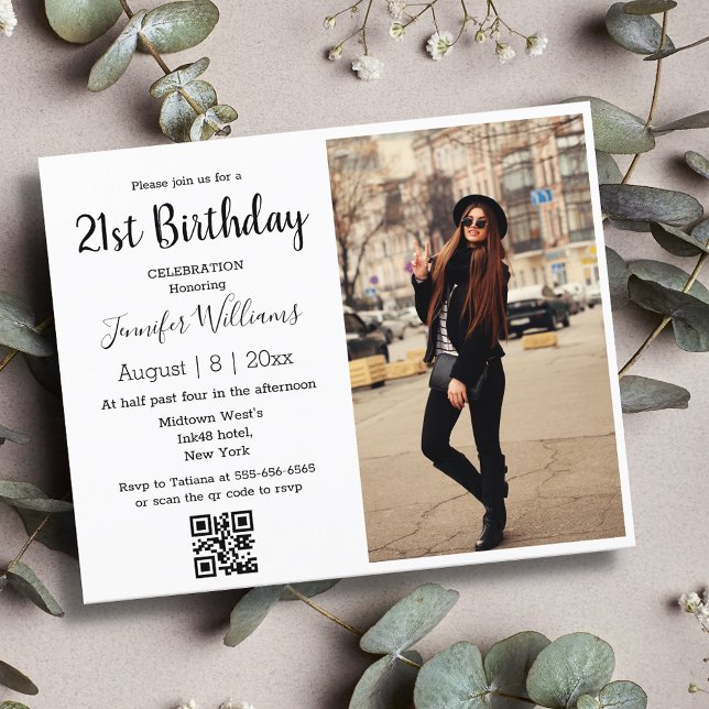 Lámina invitación de código qr de foto de cumpleaños 21 m (Subido por el creador)