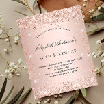 Lámina Invitación de color dorado rosa de cumpleaños<br><div class="desc">Para una elegante fiesta de cumpleaños número 50 (o cualquier edad). Fondo subió de gradiente dorado. Decorada con confeti de oro rosa. Personalice y agregue un nombre y detalles del fiesta. El nombre se escribe con un guión de estilo con letras a mano</div>