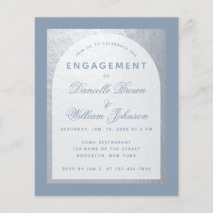 Lámina Invitación de compromiso Budget Silver Dusty Blue
