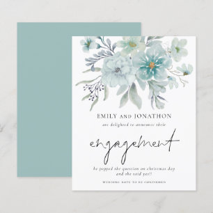 Lámina Invitación de compromiso de florals blancas Verde