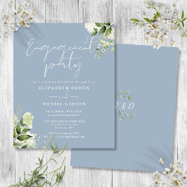 Lámina Invitación de compromiso de flores azules polvorie