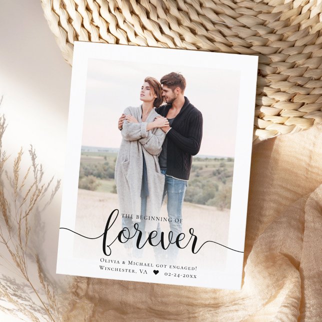 Lámina Invitación de compromiso de foto con guión moderno (Subido por el creador)