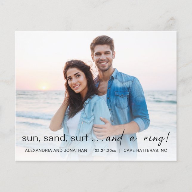 Lámina Invitación de compromiso de fotografía de Sun Sea  (Anverso)