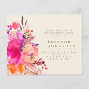 Lámina Invitación de compromiso y fiesta con flores de or