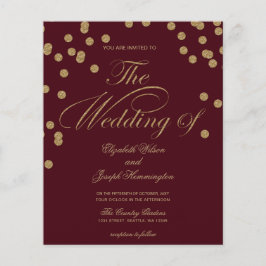 Lámina Invitación de Confetti Purpurina de Borgoña Presup