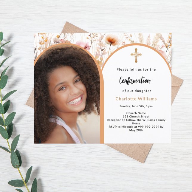 Lámina Invitación de confirmación de foto de flores silve (Subido por el creador)