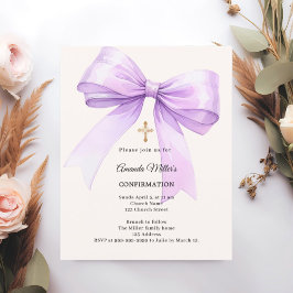 Lámina Invitación de confirmación de niña con lazo de lav