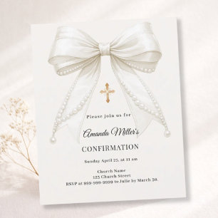 Lámina Invitación de confirmación de perlas de marfil par