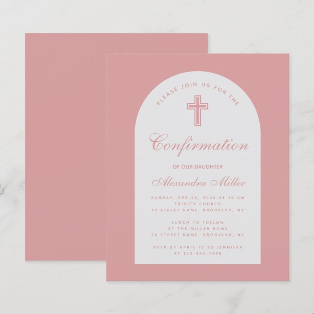 Lámina Invitación de confirmación de Rosa de presupuesto  (Anverso / Reverso)