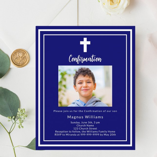Lámina Invitación de confirmación del niño de la foto azu (Subido por el creador)