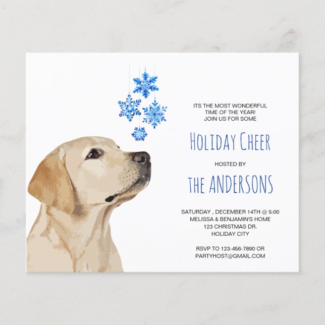 Lámina Invitación de copos de nieve de Navidad con Lab am (Anverso)