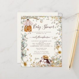 Lámina Invitación de crema Baby Shower de vintage Bunny B