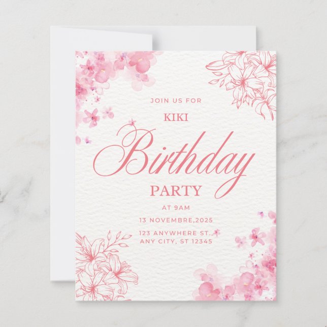 Lámina Invitación de cumpleaños (Anverso)