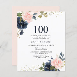 Lámina Invitación de cumpleaños 100 a presupuesto naval y