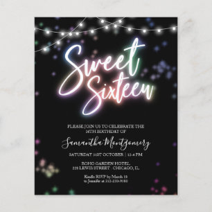 Lámina Invitación de cumpleaños 16 dulces con presupuesto