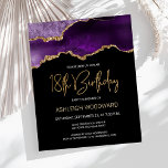 Lámina Invitación de cumpleaños 18 a la Agata de Oro Púrp<br><div class="desc">Esta moderna invitación a los 18 años presenta una acuarela de un aguate gede tonos violeta con finos toques dorados. Las palabras "18º cumpleaños" aparecen en un falso purpurina de oro en letra decorativa moderna de escritura a mano. Personalizar con el nombre del honorario en texto de color dorado y...</div>