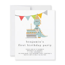 Invitación de cumpleaños 1.ᵉʳ pastel de dinosaurio
