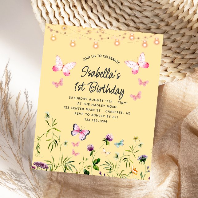 Lámina Invitación de cumpleaños 1 a la flor silvestre de  (Subido por el creador)