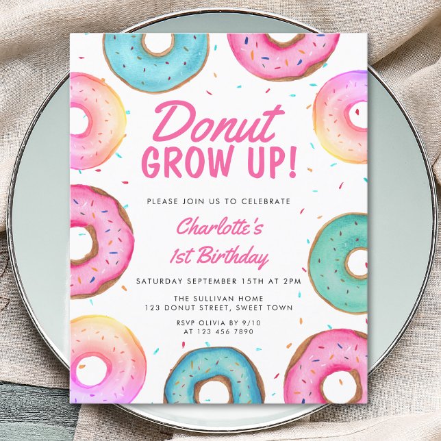 Lámina Invitación de cumpleaños 1 Chica de Donut Presupue (Subido por el creador)