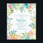 Lámina Invitación de cumpleaños 21ª floral de verano de p<br><div class="desc">Novedades para el verano 2024. Las acuarelas florales de verano modernas y coloridas presentan flores rosas, turquesas, azules, amarillas y naranjas. Forman moda rústica, boho, marco botánico alrededor de los detalles de tu fiesta de cumpleaños. Este artículo forma parte de la colección de acuarela de verano Floral. Contiene plantillas de...</div>