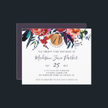 Lámina Invitación de cumpleaños 21 con estilo floral econ<br><div class="desc">Moderno rústico boho chic cumpleaños adulto 21 plantilla de invitación de fiesta ECONOMICA asequible con una tipografía de guión totalmente editable de moda y flores bohemias rojo borgoña marino púrpura índigo ramos borde y un círculo metálico falso redondo de oro cobre metálico POR FAVOR LEA ESTO ANTES DE COMPRAR. Esta...</div>