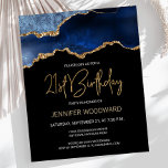 Lámina Invitación de cumpleaños 21 de Budget Blue Gold Ag<br><div class="desc">Esta moderna invitación para el 21º cumpleaños presenta una imagen acuarela de un ágate gede en tonos azules con falsos toques de oro. Las palabras "Cumpleaños 21" aparecen en falso purpurina de oro en letra decorativa moderna de escritura a mano. Personalizar con el nombre del honorario en texto de color...</div>