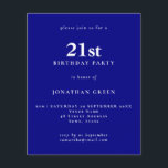 Lámina Invitación de cumpleaños 21 de la Marina de Texto<br><div class="desc">Invitación de cumpleaños 21 de la Marina de Texto Simple Presupuestario. Una alternativa de valor por dinero menor de 4, 5 x 5, 6 pulgadas en defecto de la opción semi brillo que se recomienda para las invitaciones y es un grosor similar al de una postal. La opción de satén...</div>