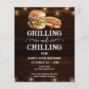 Lámina Invitación de cumpleaños 30 a chilling y Grilling