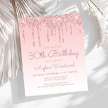 Lámina Invitación de cumpleaños 30 a Drip Purpurina de pr<br><div class="desc">Esta moderna invitación de cumpleaños número 30 tiene un brillante borde de goteo purpurina rosado falso y un fondo rosa oscuro. Las palabras "Cumpleaños 30" y el nombre del invitado de honor aparecen en escritura informal de escritura a mano rosa, con el resto del texto de personalizable en letra rosada...</div>