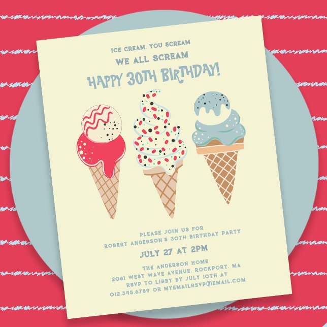 Lámina Invitación de cumpleaños 30 de Budget Ice Cream Co (Subido por el creador)