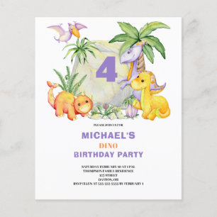 Lámina Invitación de cumpleaños 4º Presupuesto Lindo Dino