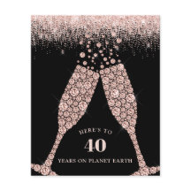 Invitación de cumpleaños 40 Black a la tostada de 