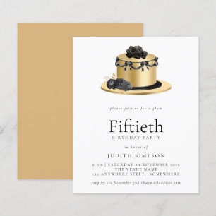 Lámina Invitación de cumpleaños 50 de Budget Cake Gold Bl