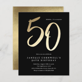 Lámina Invitación de cumpleaños 50 de Budget Modern Gold 