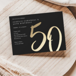 Lámina Invitación de cumpleaños 50 de Budget Modern Gold 