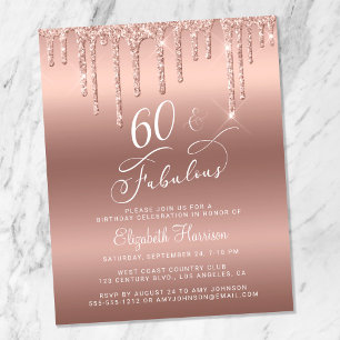 Lámina Invitación de cumpleaños 60 económico con brillo d