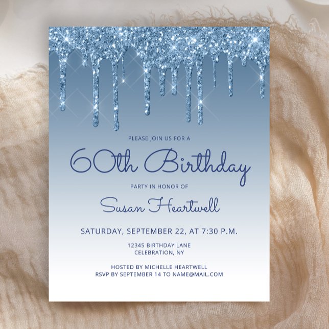 Lámina Invitación de cumpleaños 60 glamurosa con brillo a (Subido por el creador)