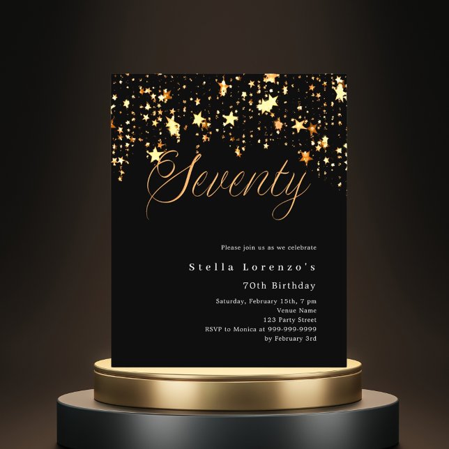 Lámina Invitación de cumpleaños 70 de Black gold stars (Subido por el creador)