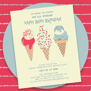 Lámina Invitación de cumpleaños 80 de Budget Ice Cream Co