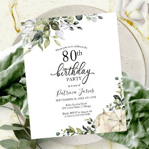 Lámina Invitación de cumpleaños 80 Greenery Pumpkin Presu